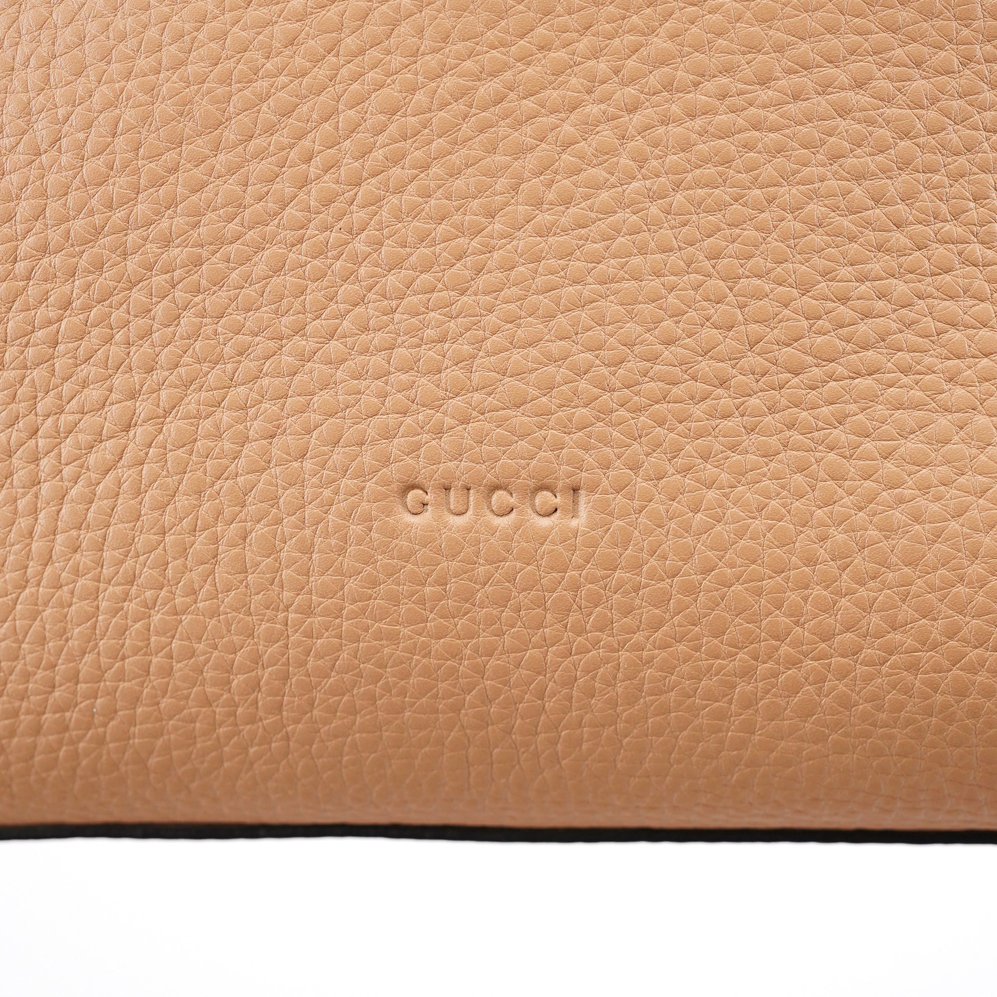 Beige Leather Bamboo Turnlock 2-Way Bag