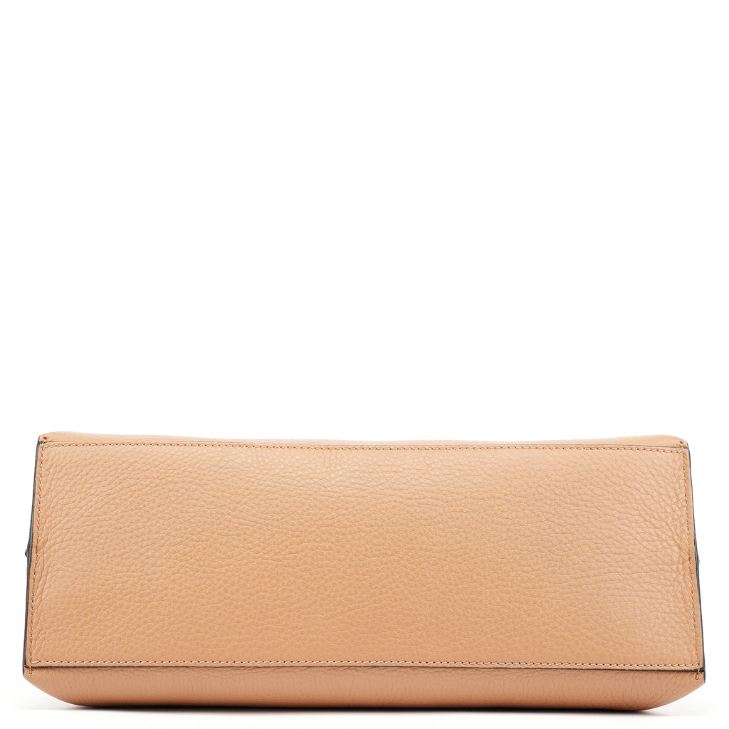 Beige Leather Bamboo Turnlock 2-Way Bag