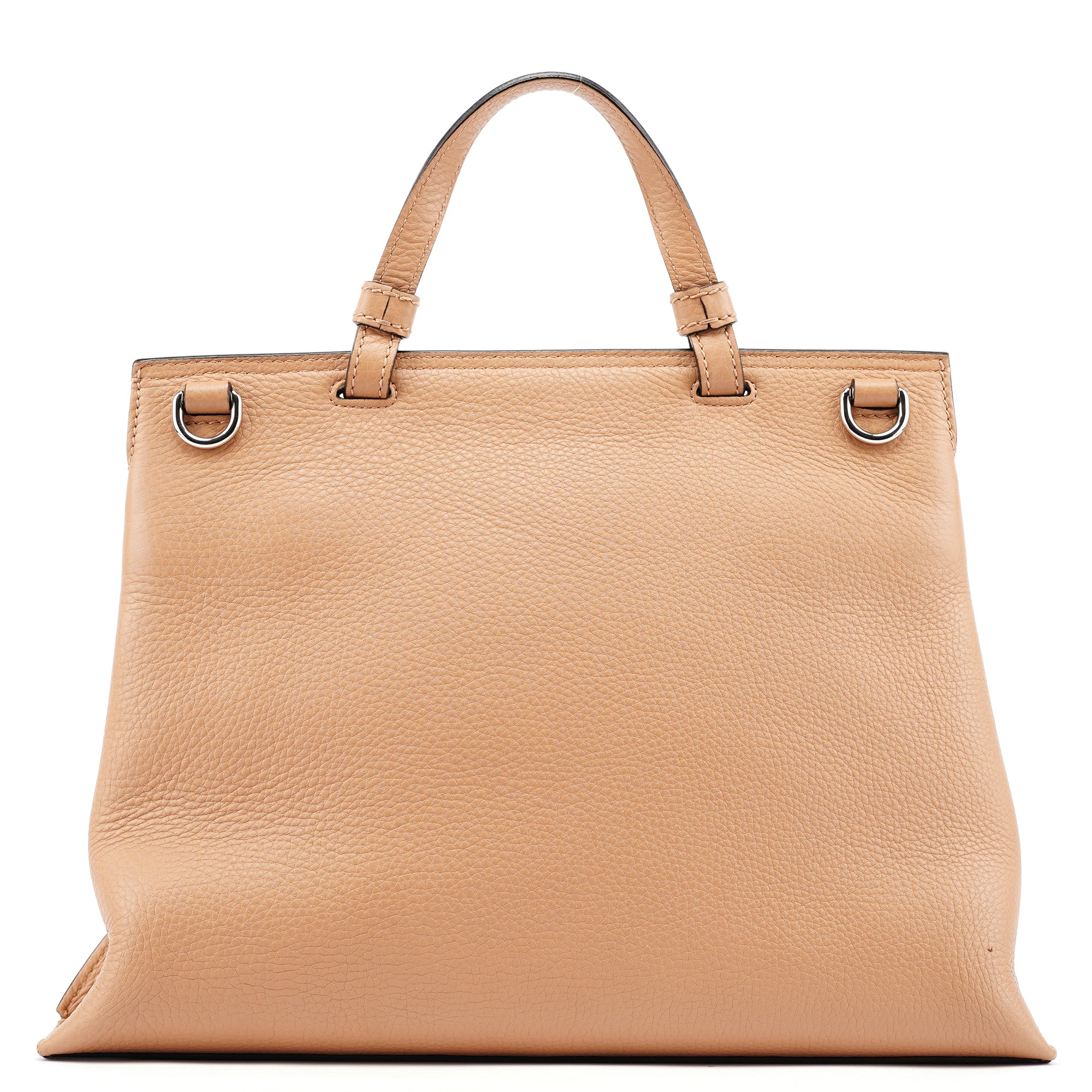 Beige Leather Bamboo Turnlock 2-Way Bag