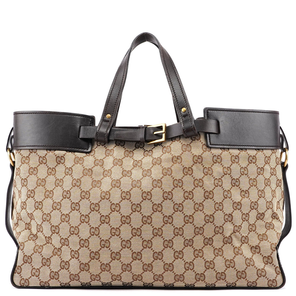 Beige Leather GG Large Tote