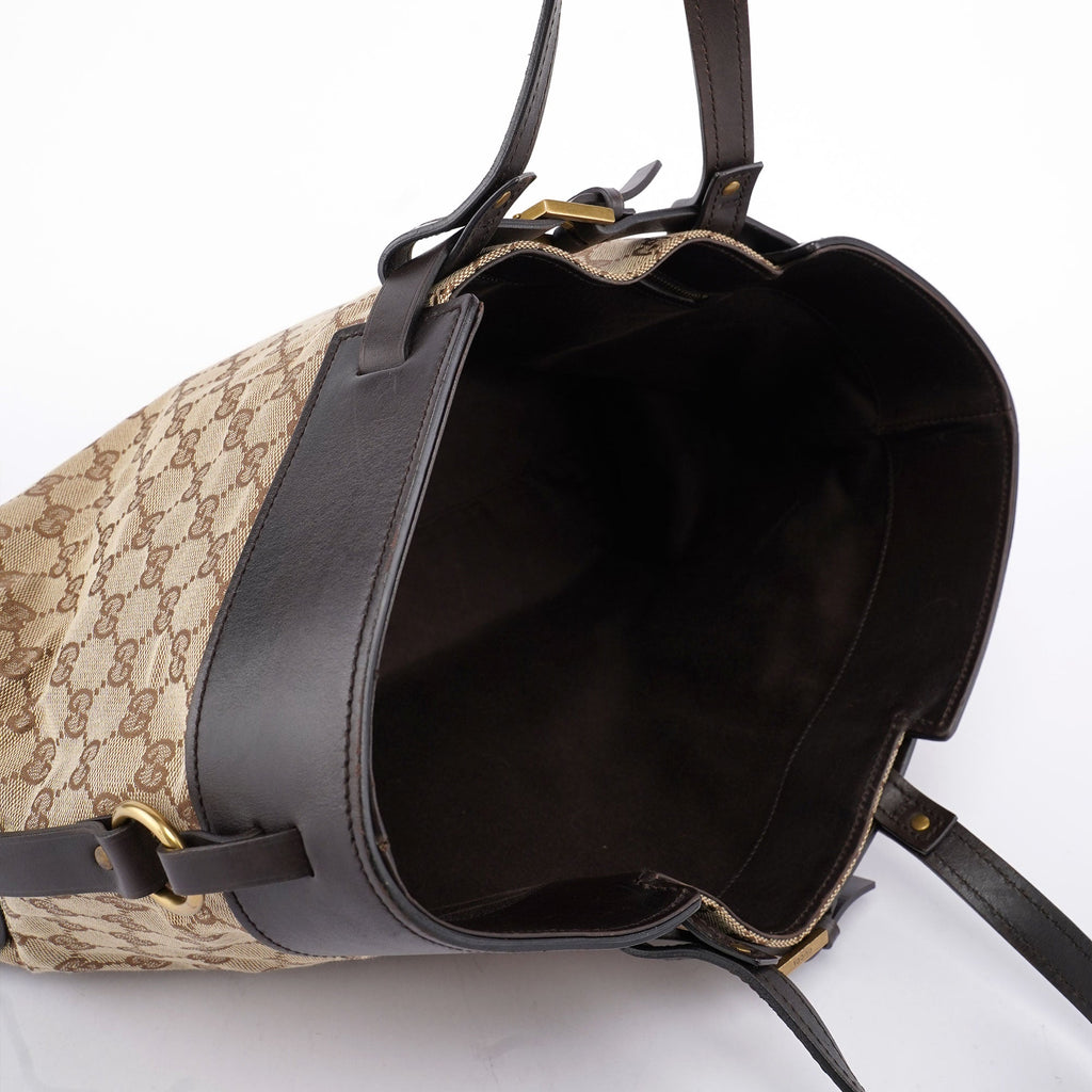 Beige Leather GG Large Tote