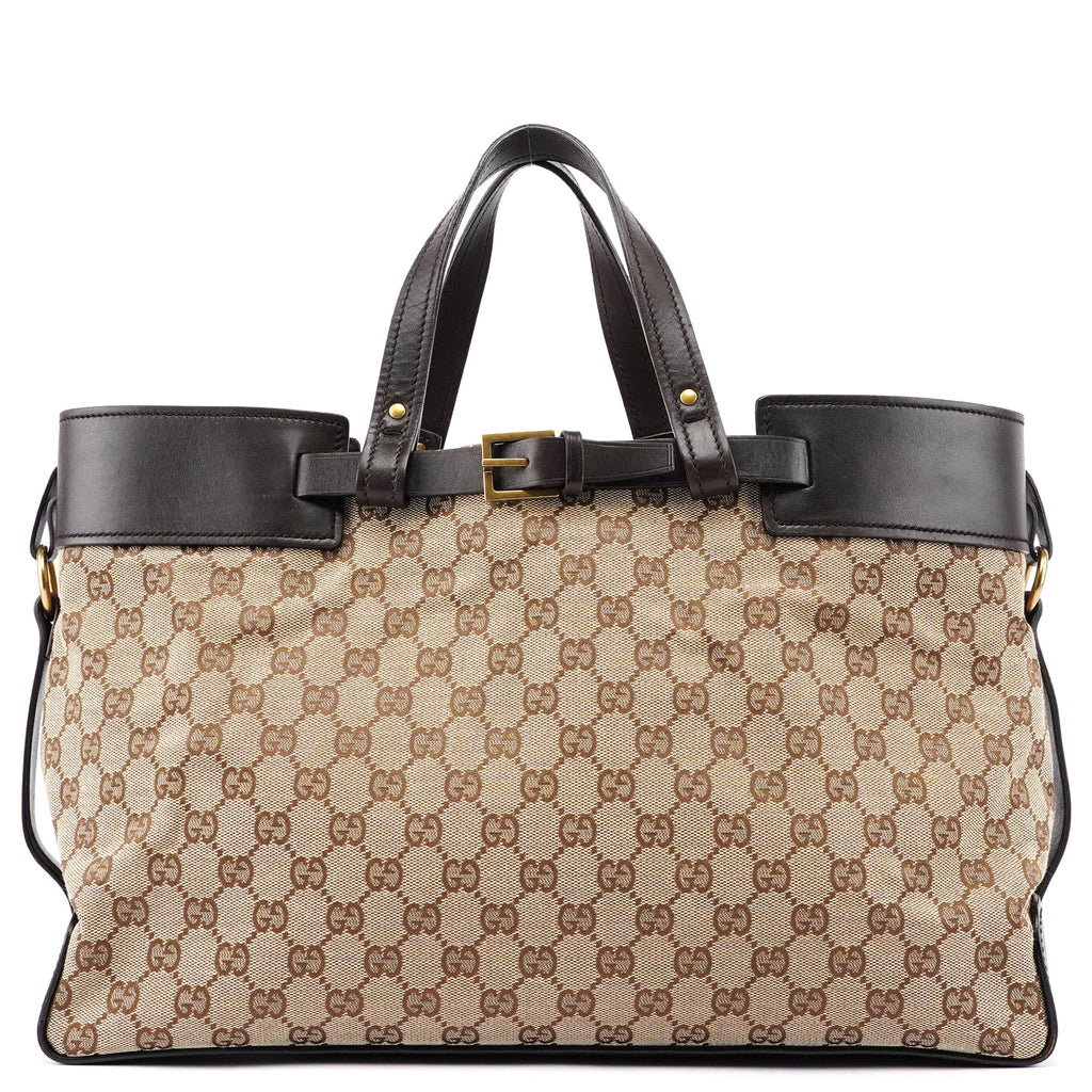 Beige Leather GG Large Tote