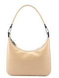 Beige Leather Hobo Shoulder Bag