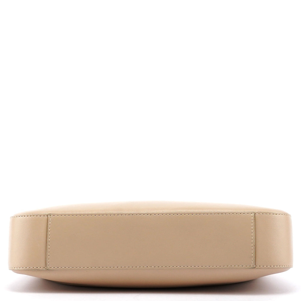 Beige Leather Hobo Shoulder Bag