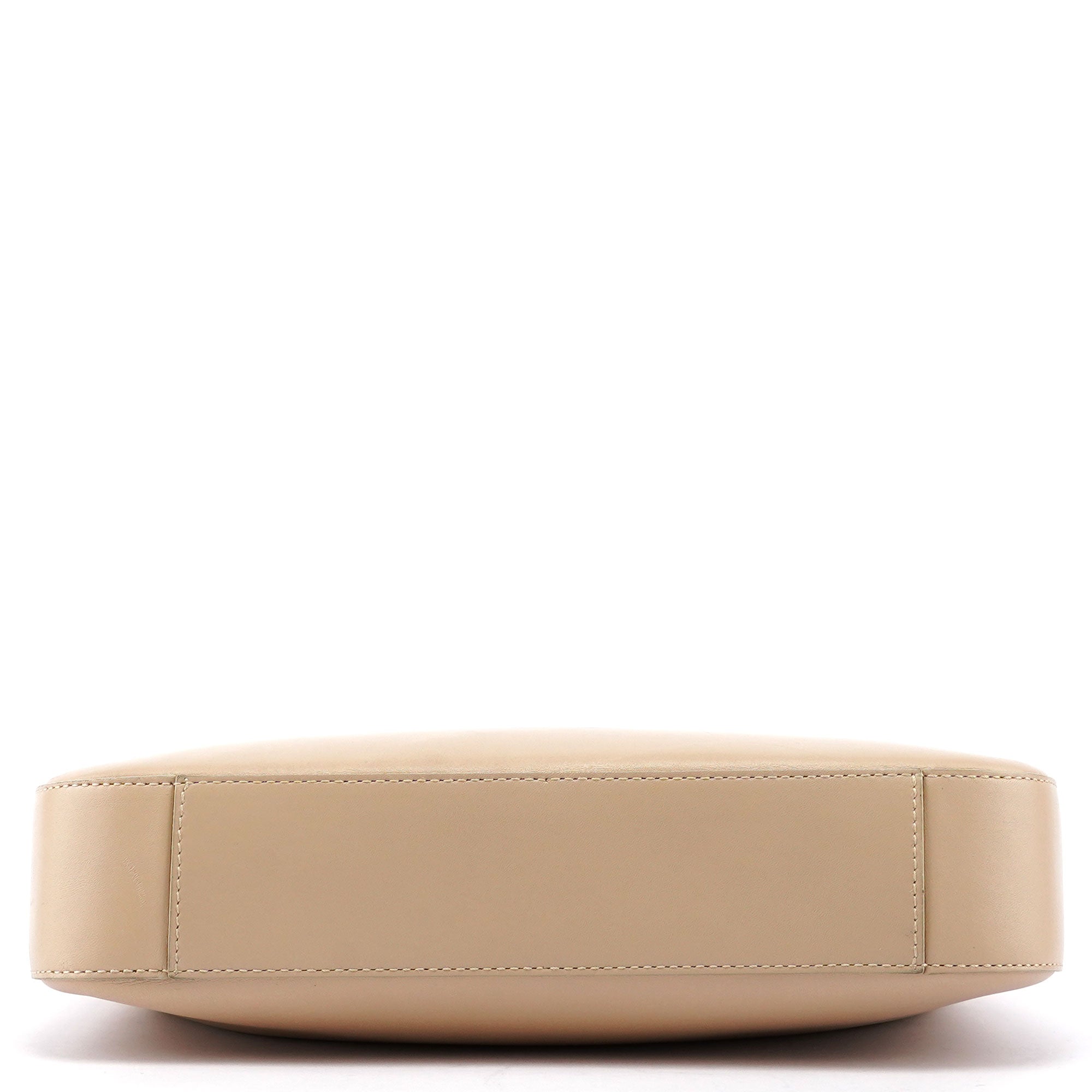 Beige Leather Hobo Shoulder Bag