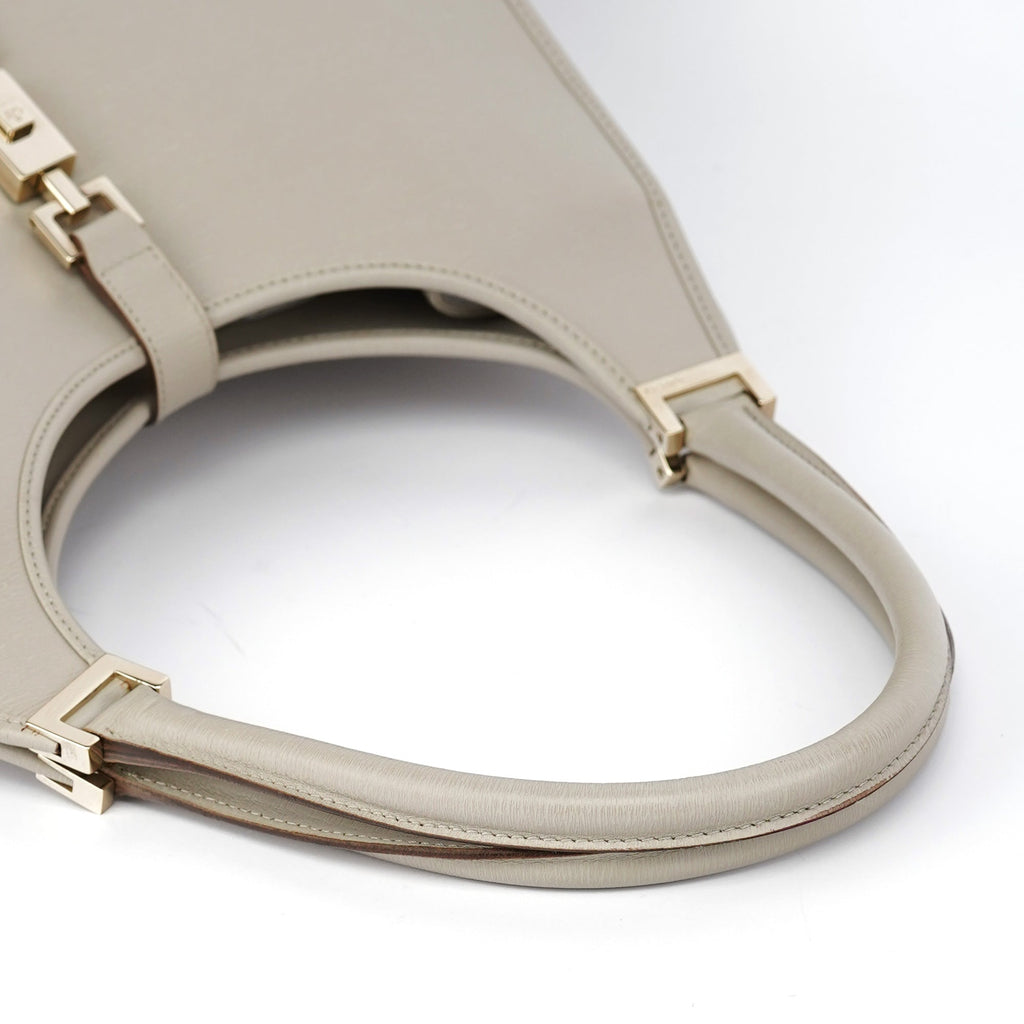 Beige Leather Jackie Shoulder Bag