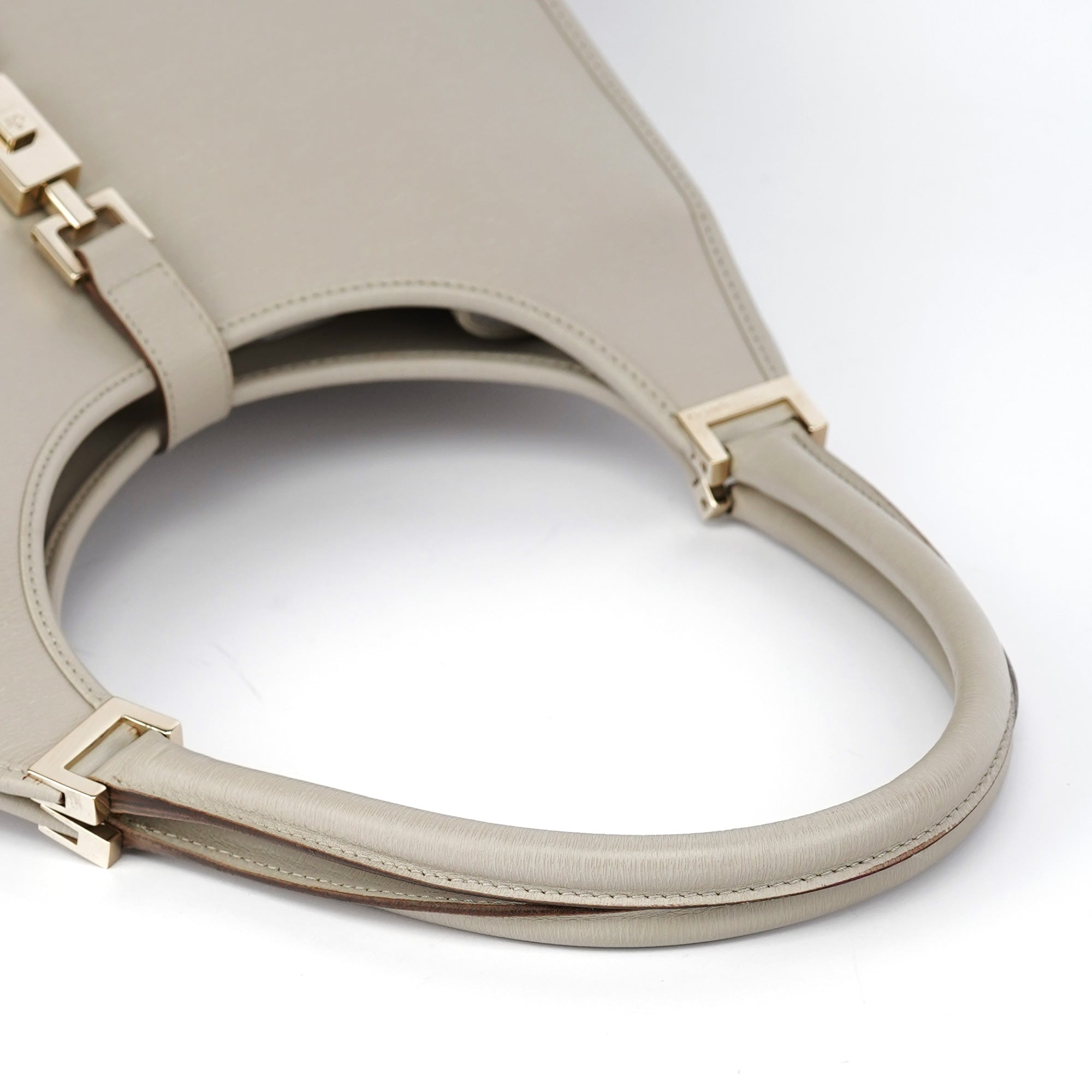 Beige Leather Jackie Shoulder Bag