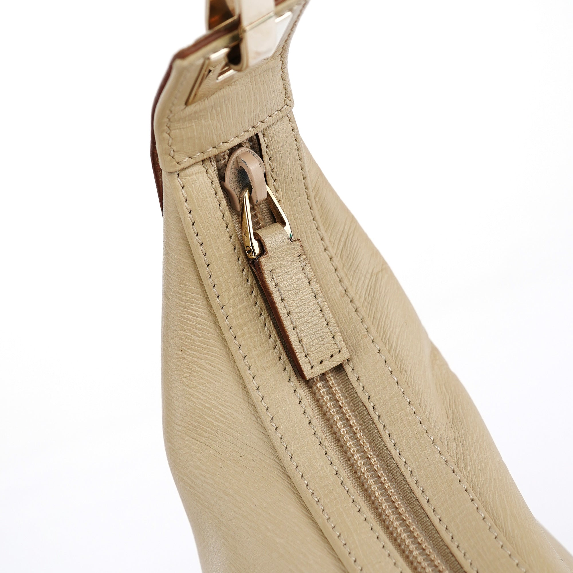 Beige Leather Shoulder Bag