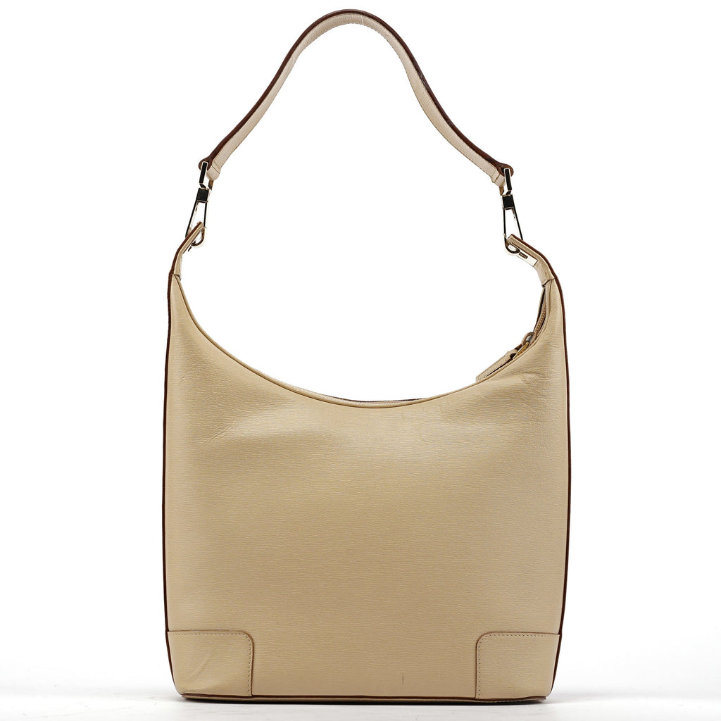 Beige Leather Shoulder Bag