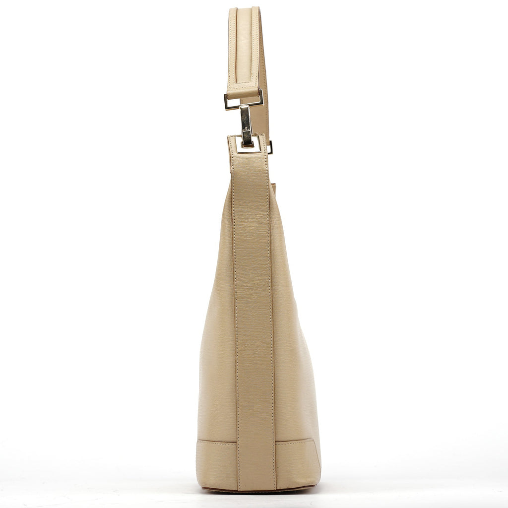 Beige Leather Shoulder Bag