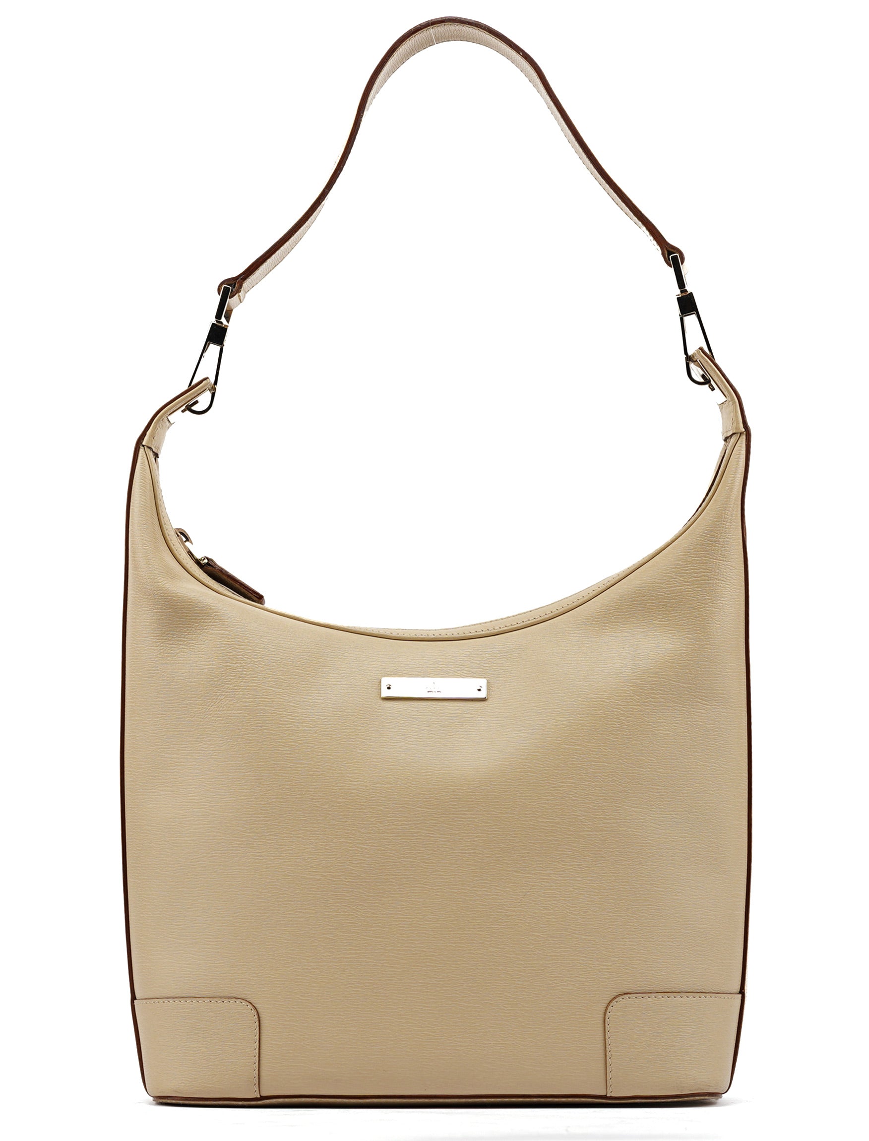 Beige Leather Shoulder Bag