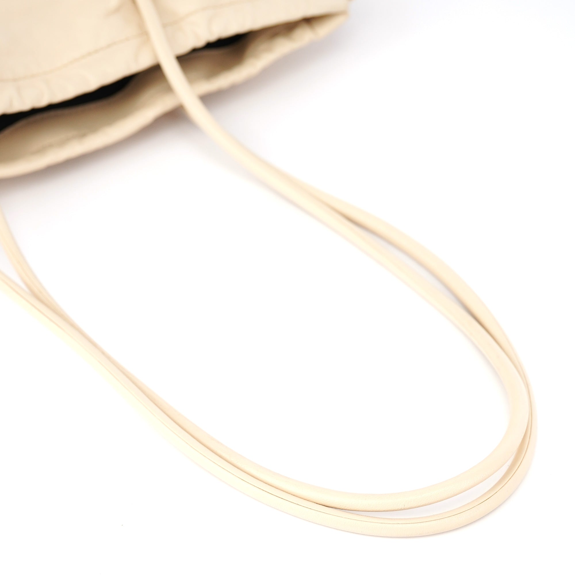 Beige Leather Tassel Tote Bag