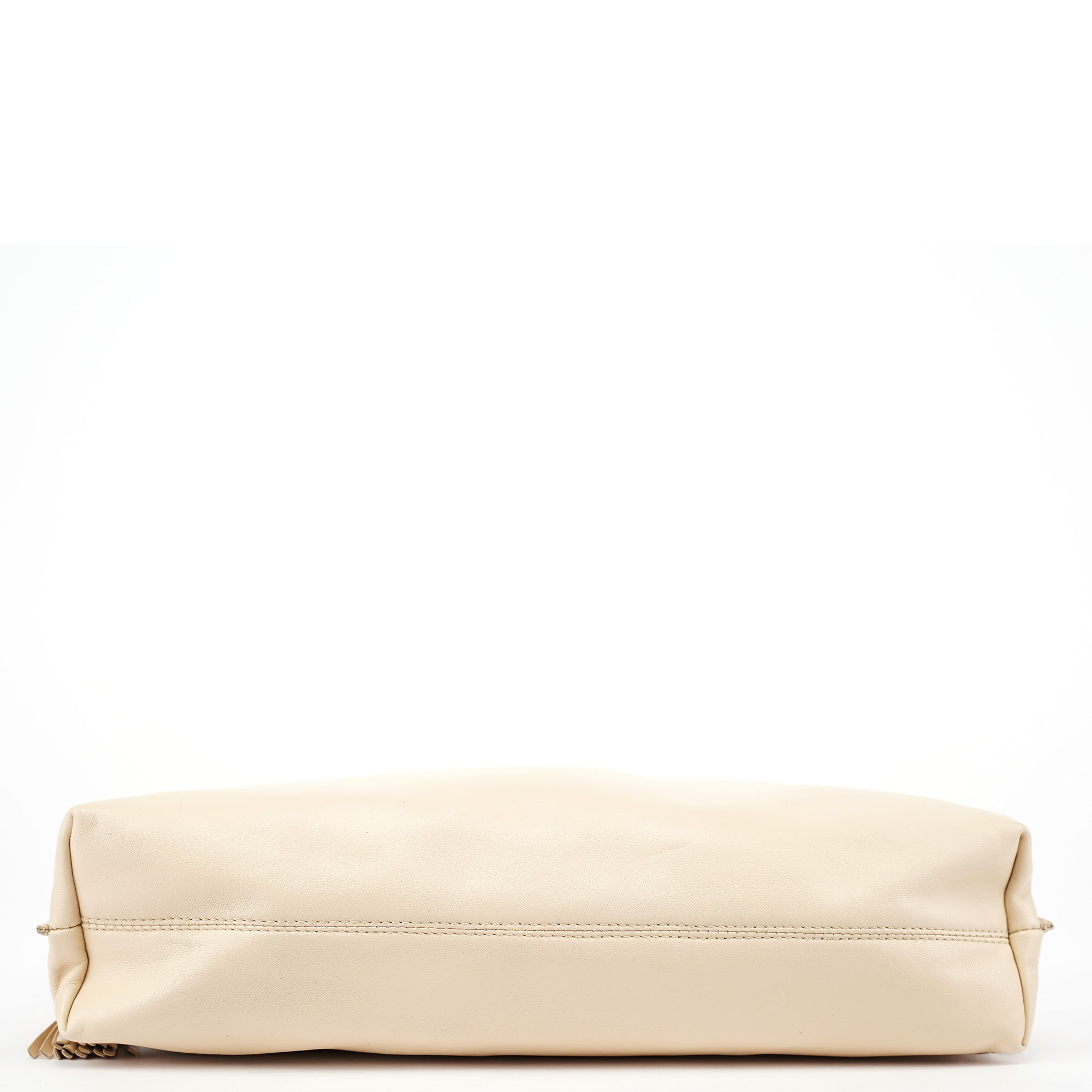 Beige Leather Tassel Tote Bag