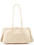 Beige Leather Tassel Tote Bag