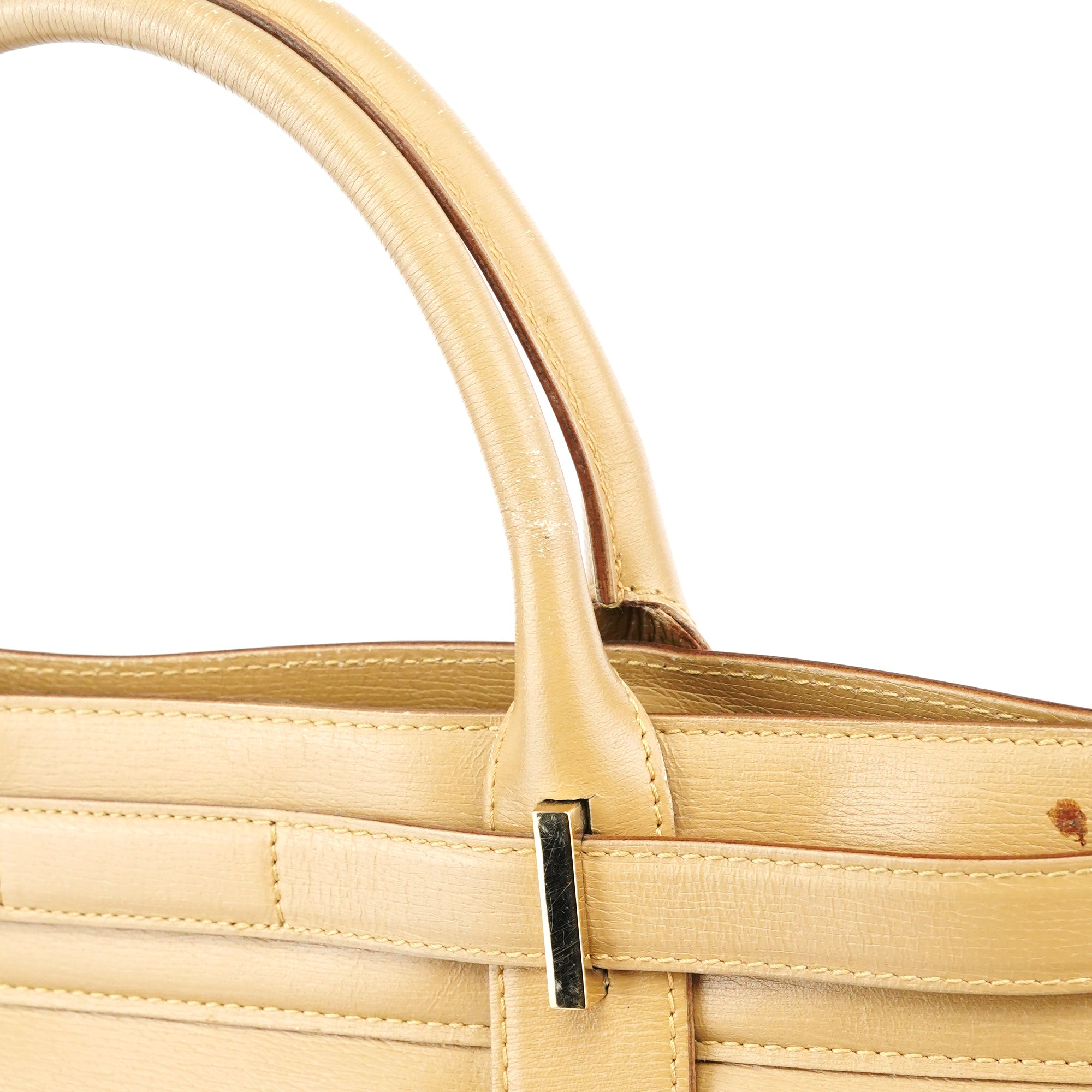 Beige Leather Tote Bag