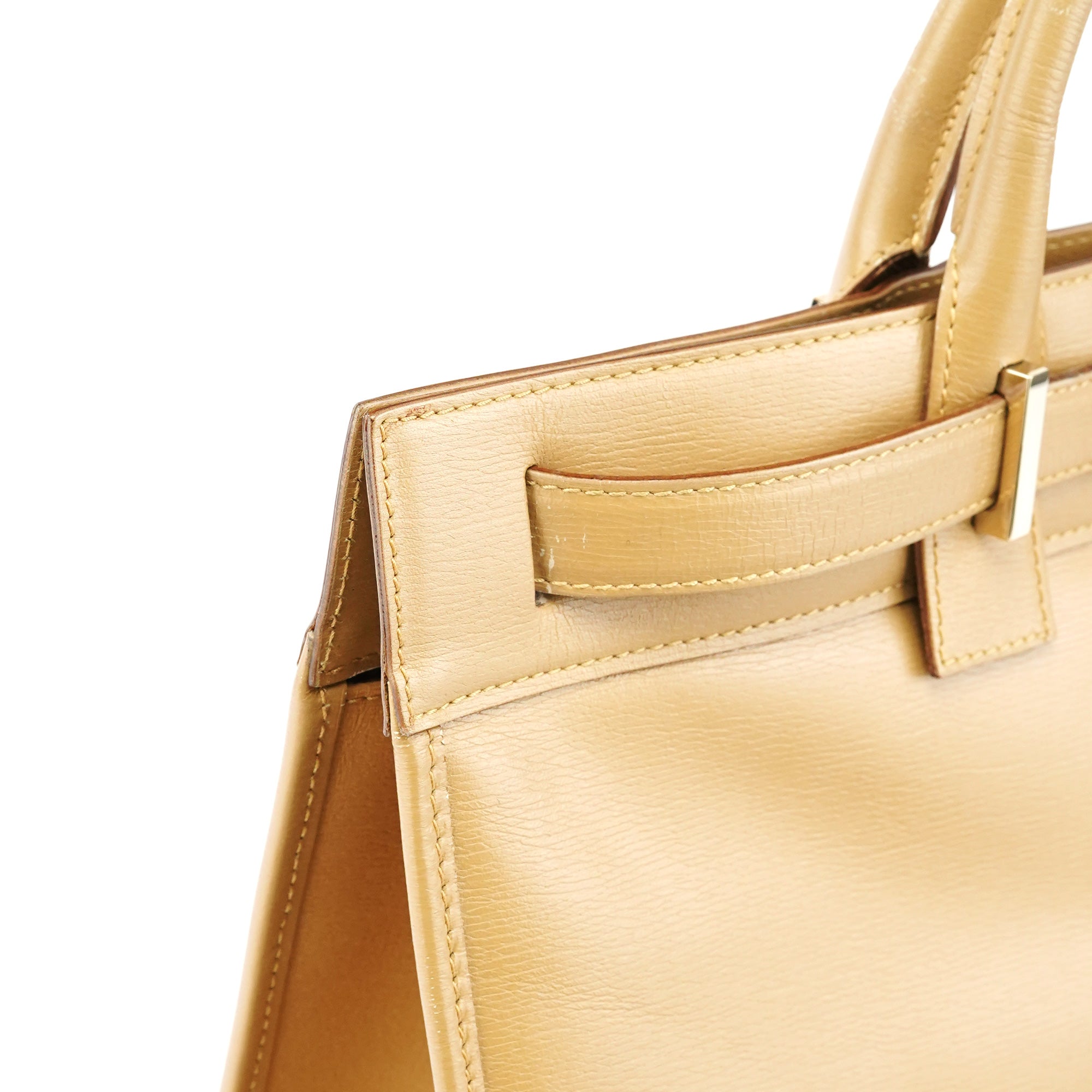 Beige Leather Tote Bag