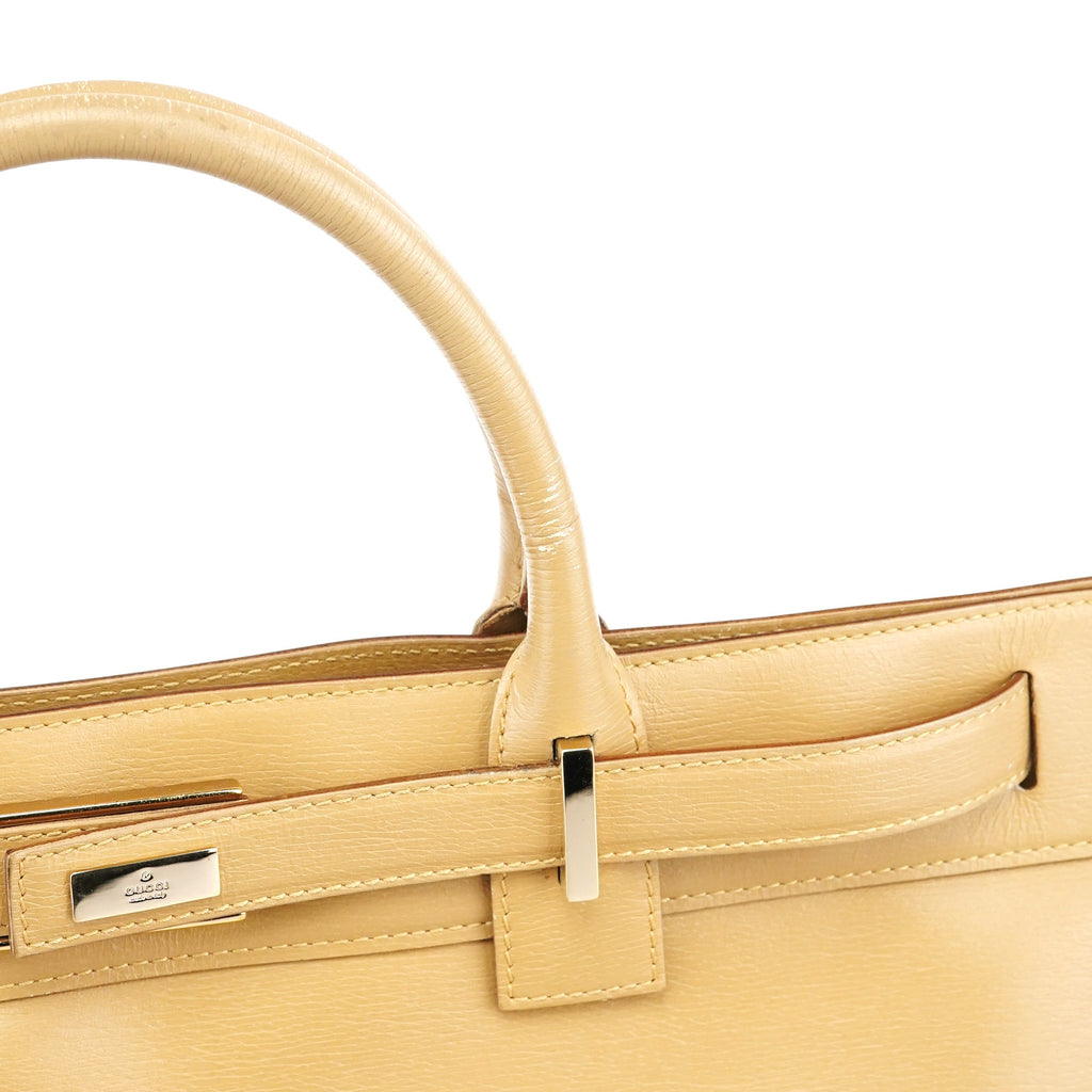 Beige Leather Tote Bag