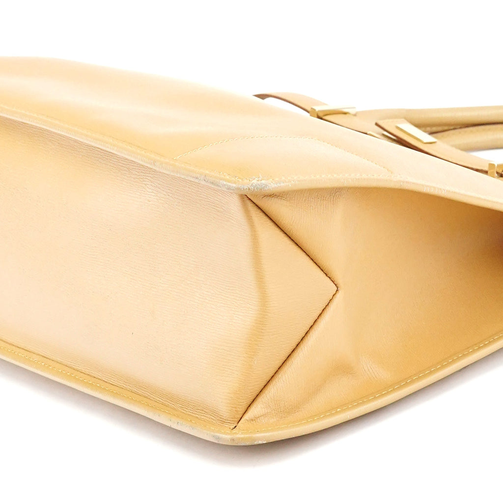 Beige Leather Tote Bag
