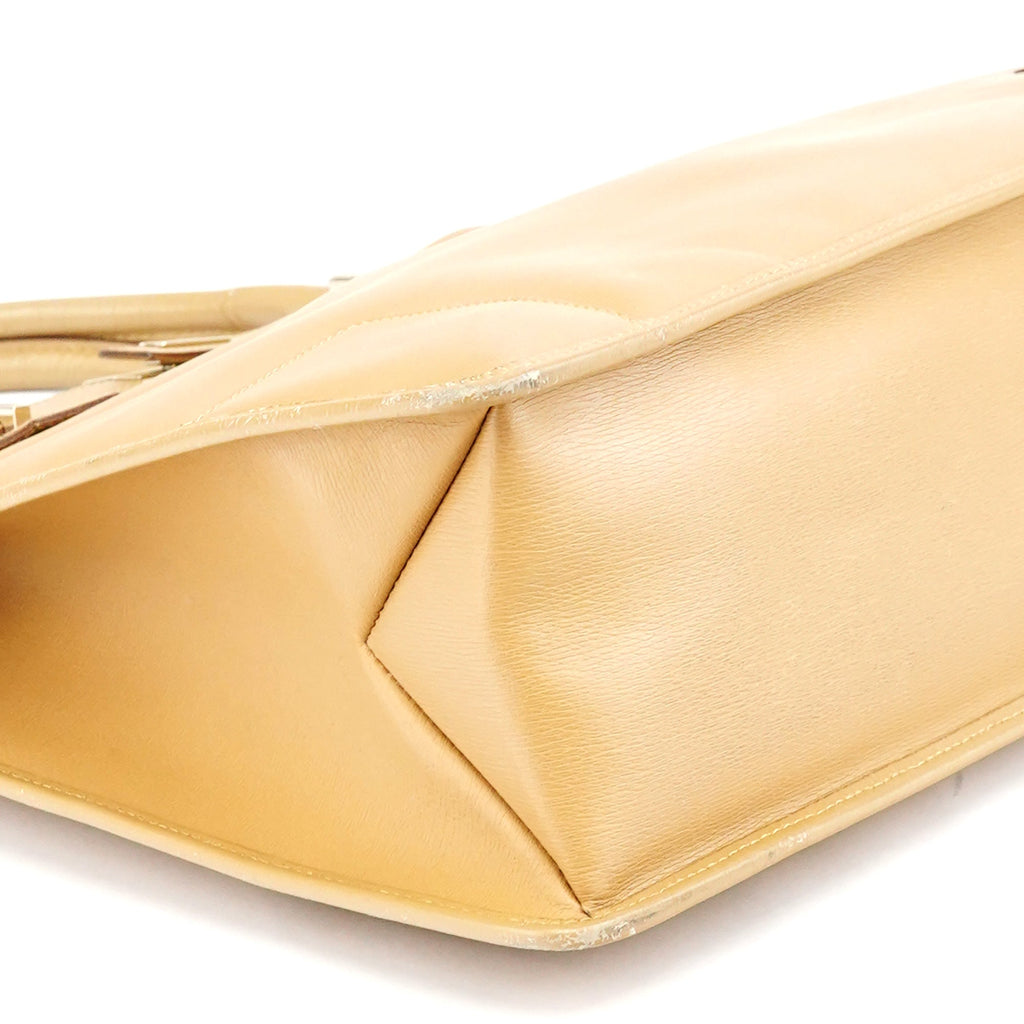 Beige Leather Tote Bag