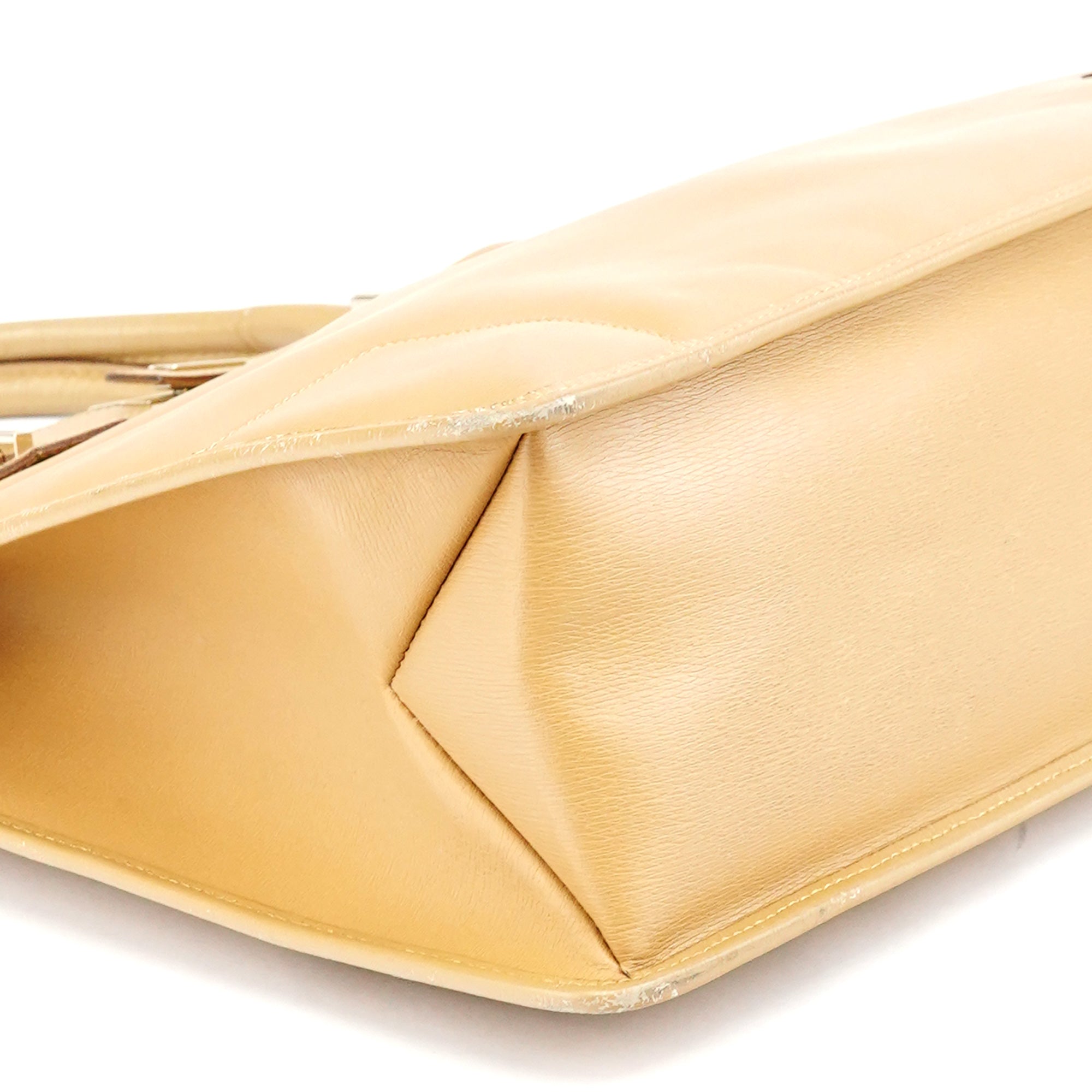 Beige Leather Tote Bag