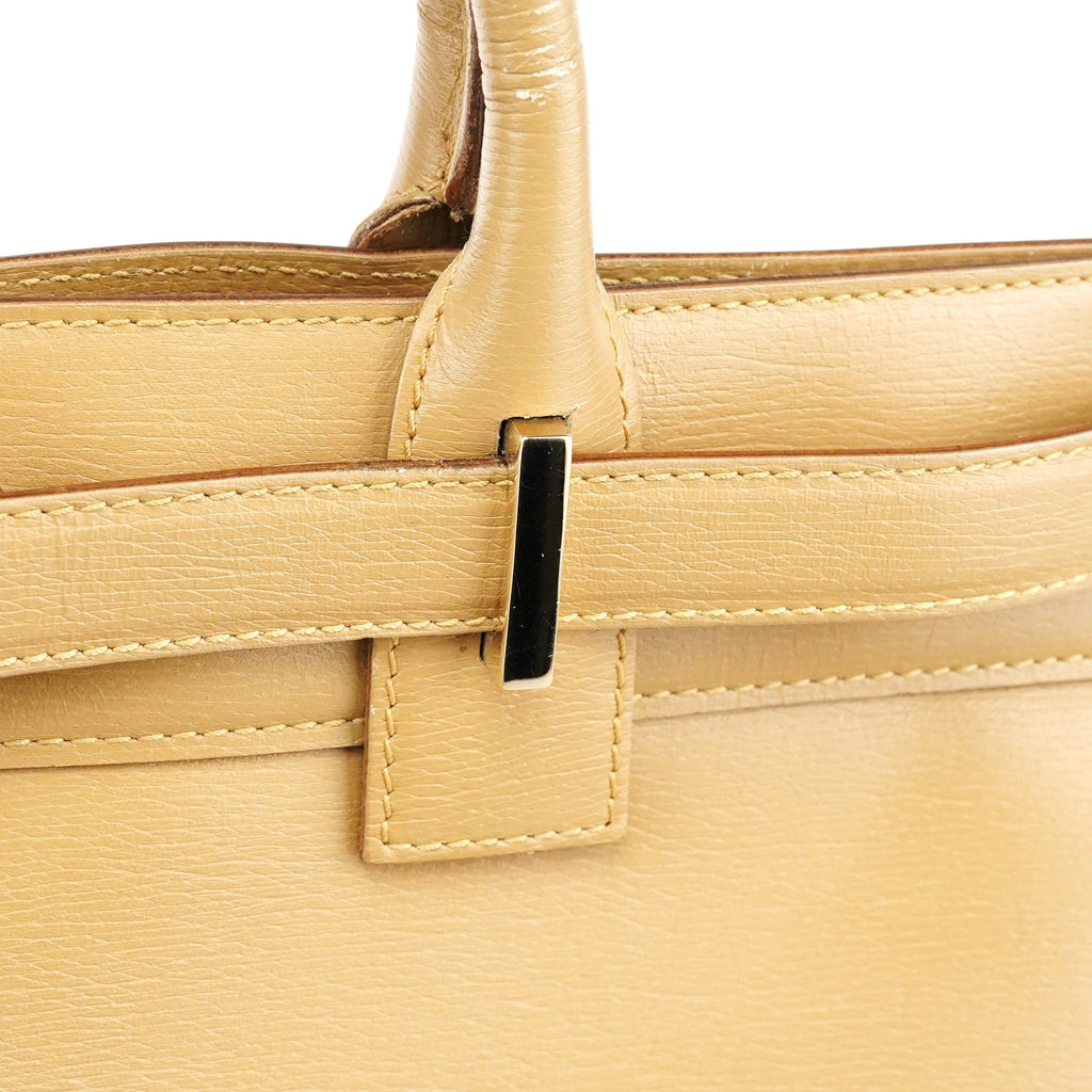 Beige Leather Tote Bag