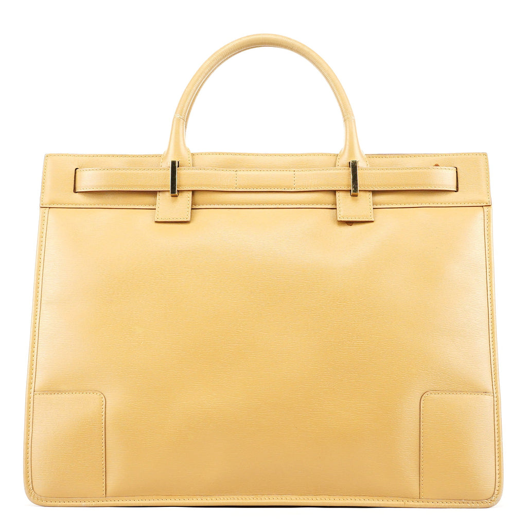 Beige Leather Tote Bag