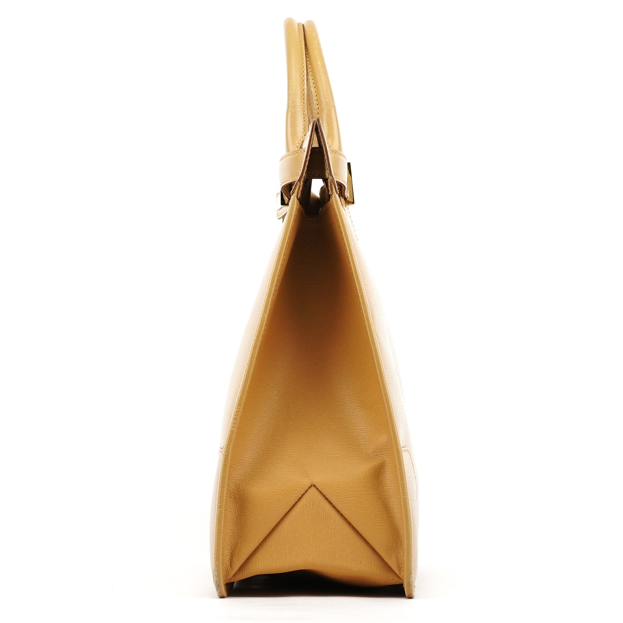 Beige Leather Tote Bag