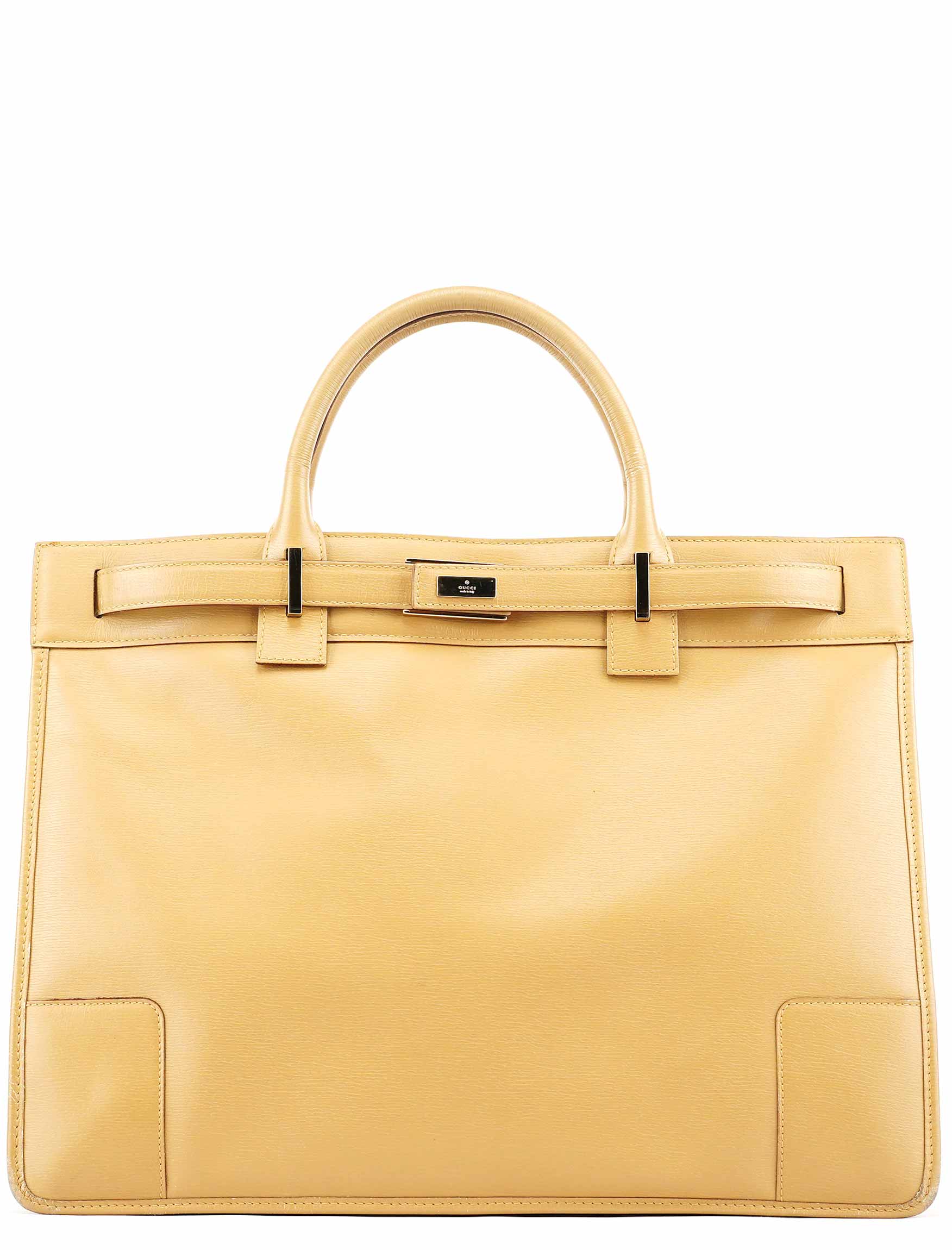 Beige Leather Tote Bag