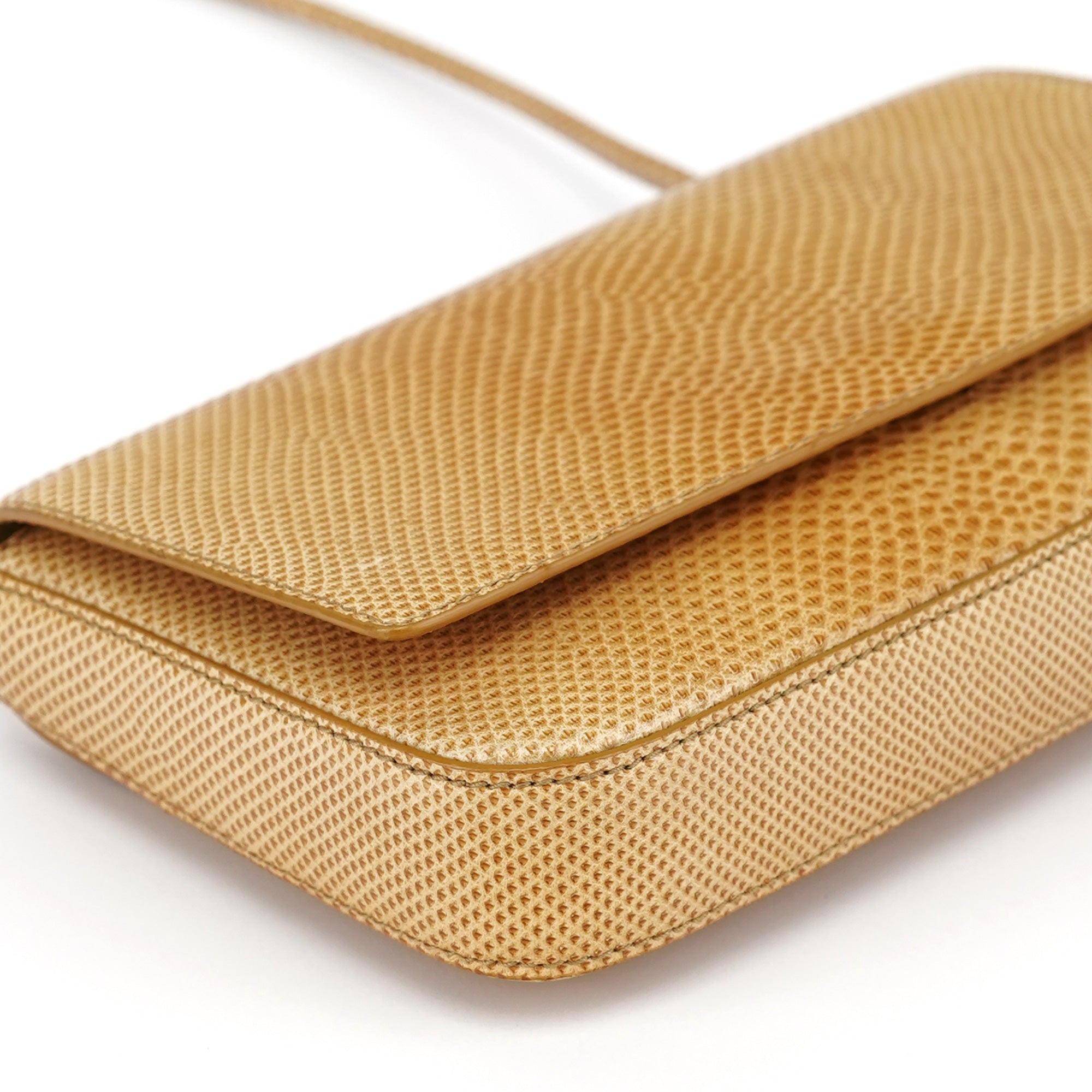 Beige Lizard Leather Shoulder Bag