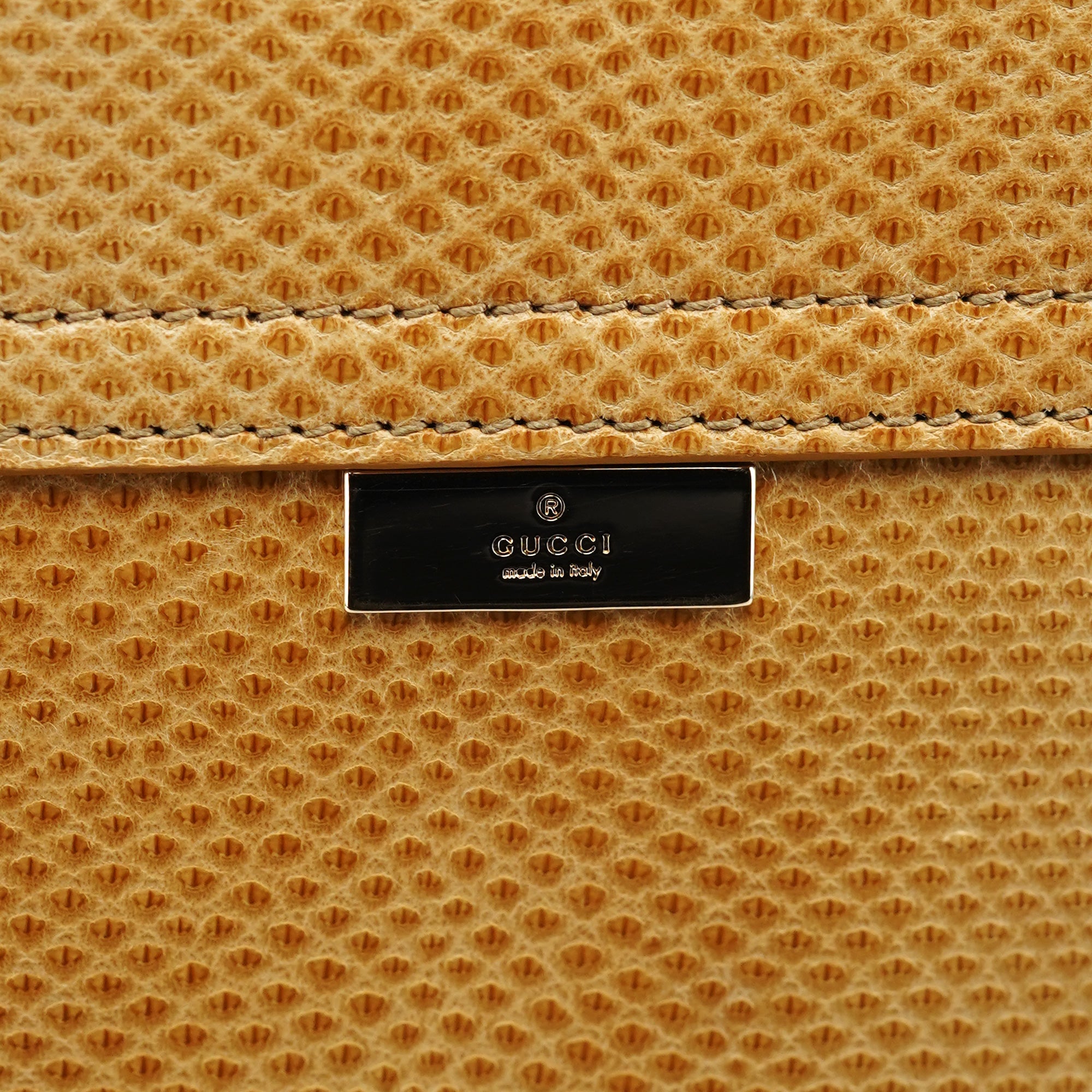 Beige Lizard Leather Shoulder Bag