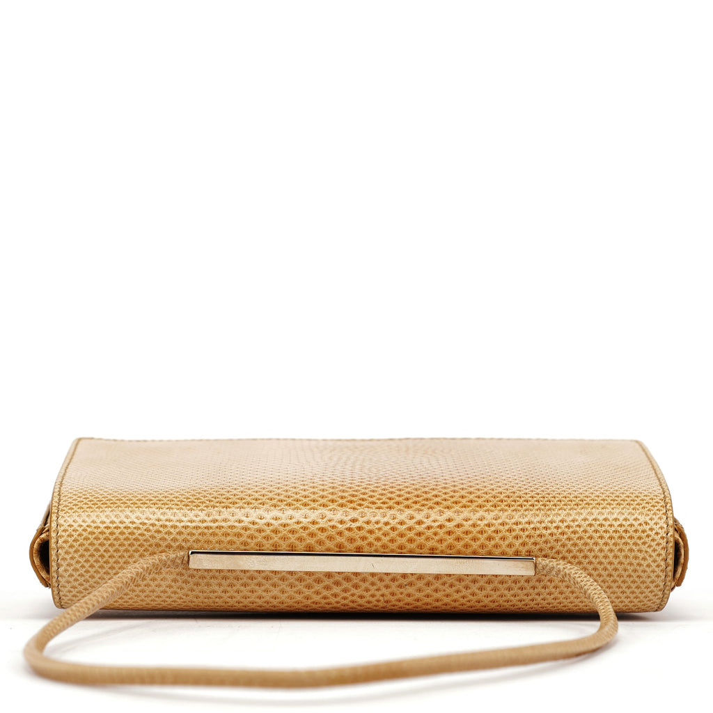 Beige Lizard Leather Shoulder Bag