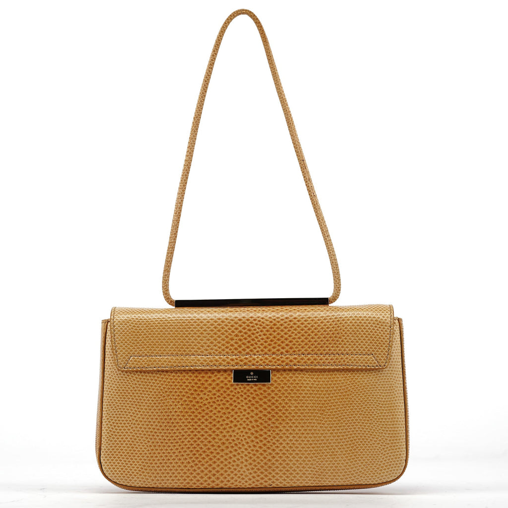 Beige Lizard Leather Shoulder Bag