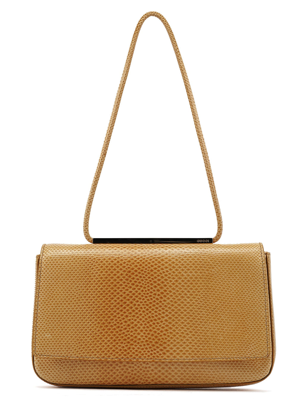 Beige Lizard Leather Shoulder Bag