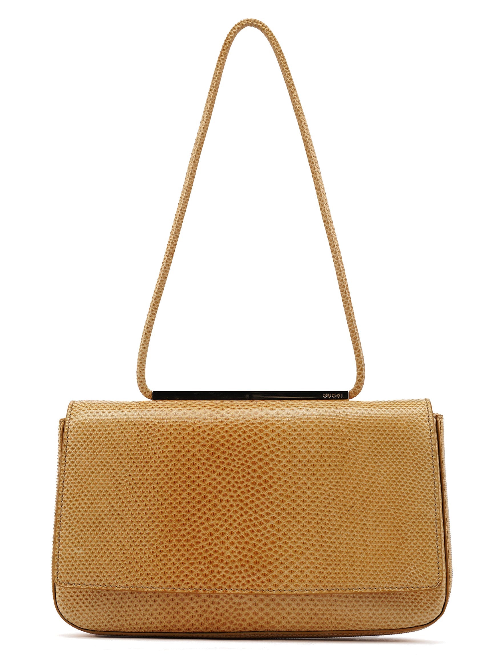 Beige Lizard Leather Shoulder Bag
