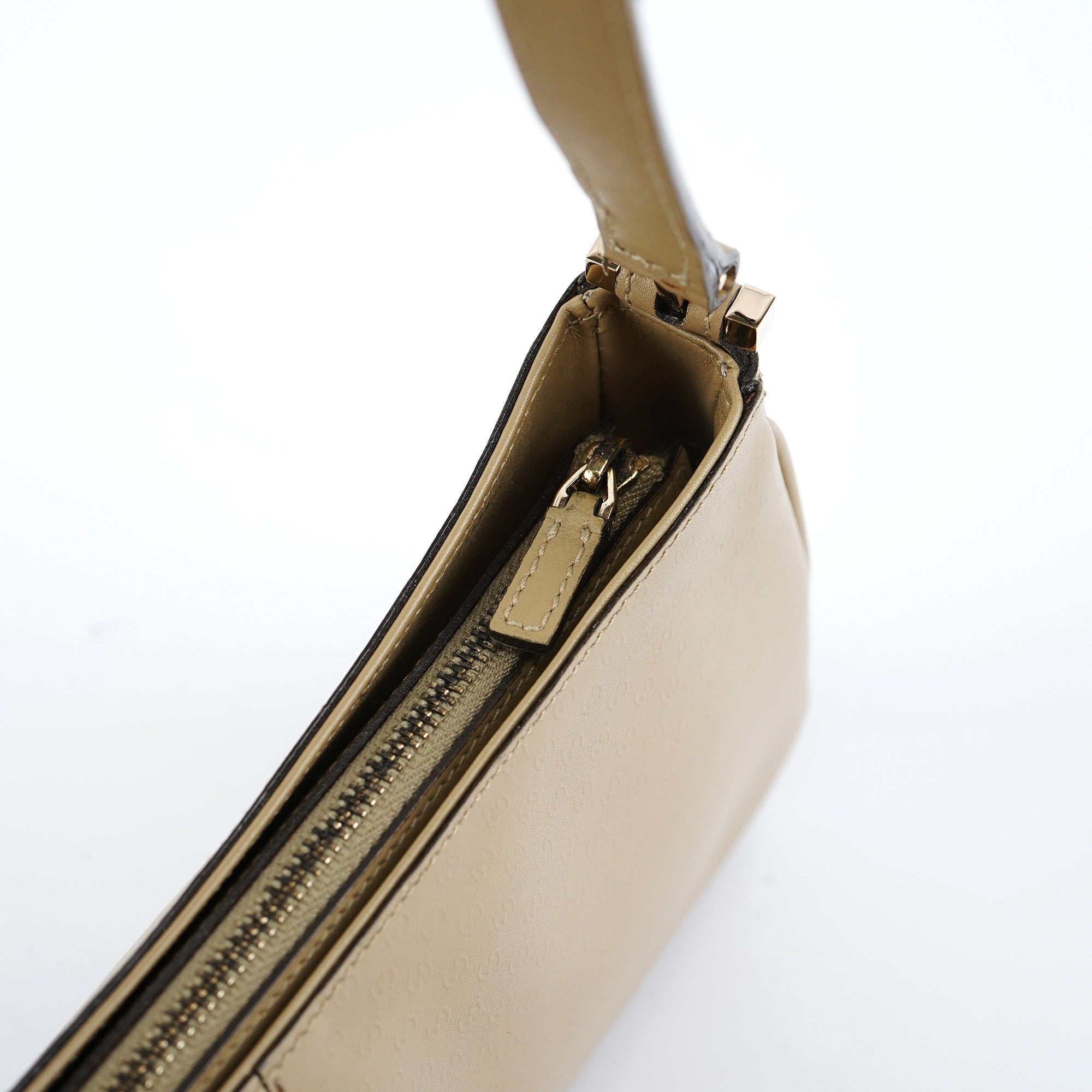 Beige Micro GG Leather Shoulder Bag