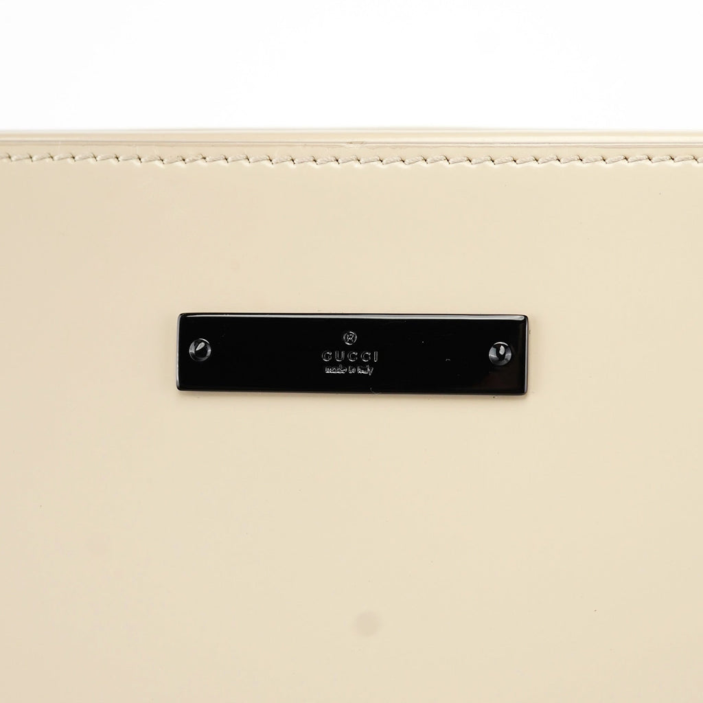 Beige Patent Leather Clutch Handbag