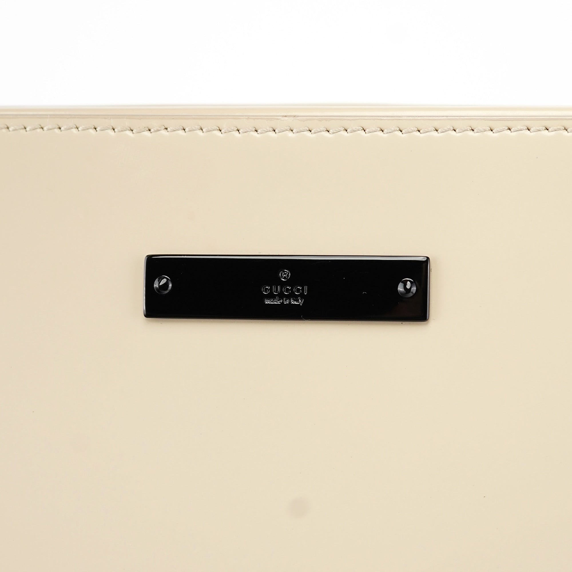Beige Patent Leather Clutch Handbag