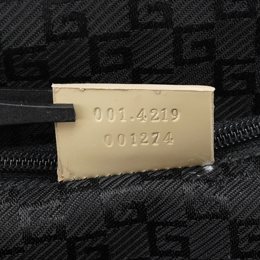 Beige Patent Leather Clutch Handbag
