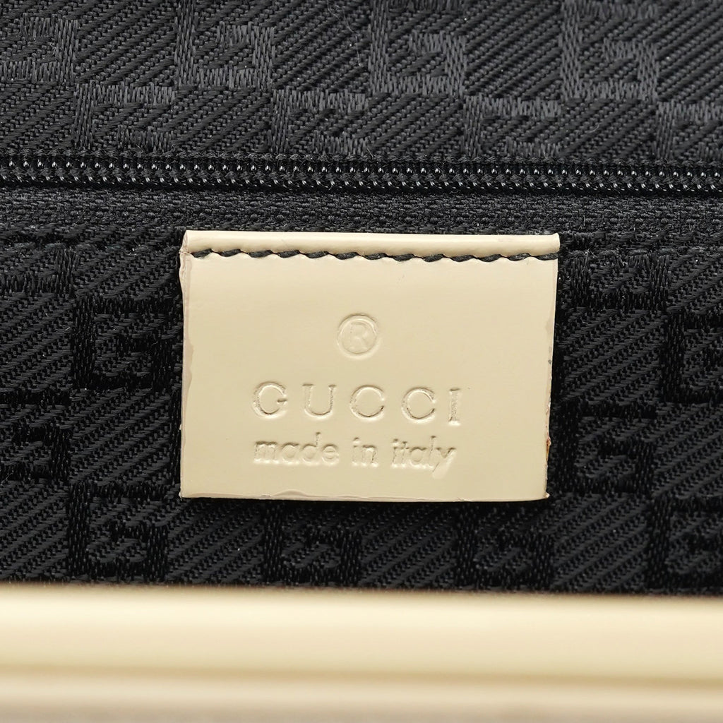 Beige Patent Leather Clutch Handbag