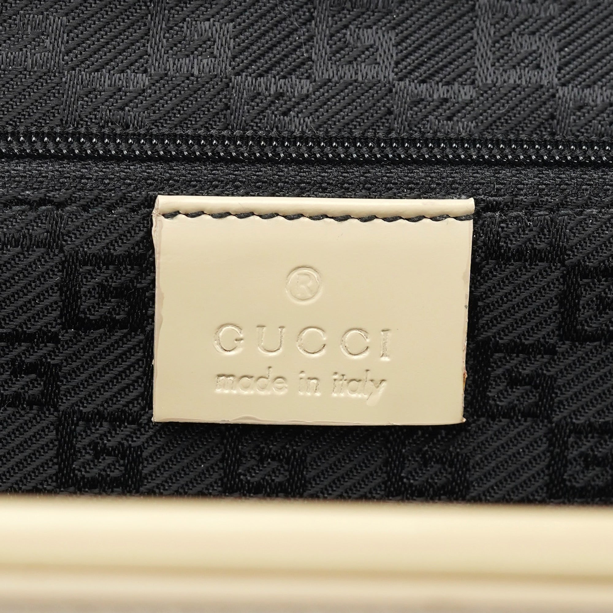 Beige Patent Leather Clutch Handbag