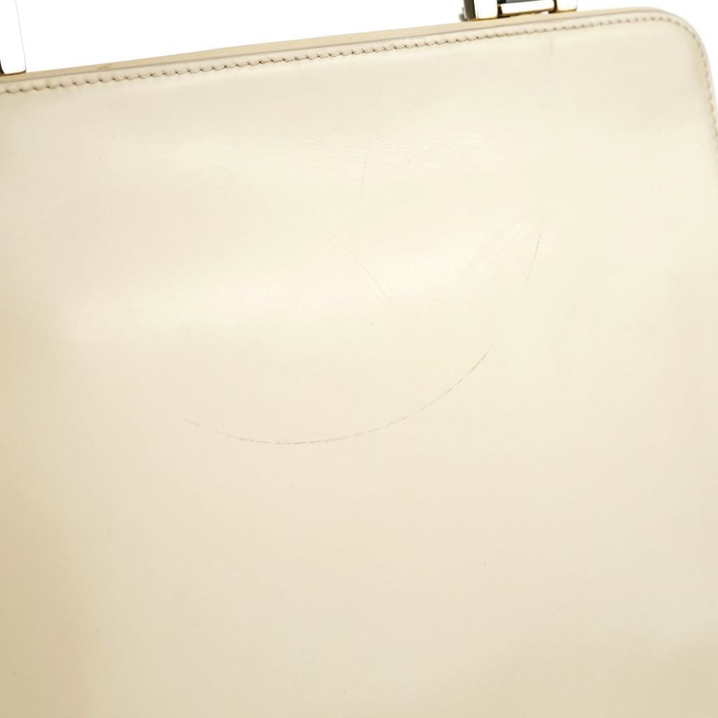 Beige Patent Leather Clutch Handbag