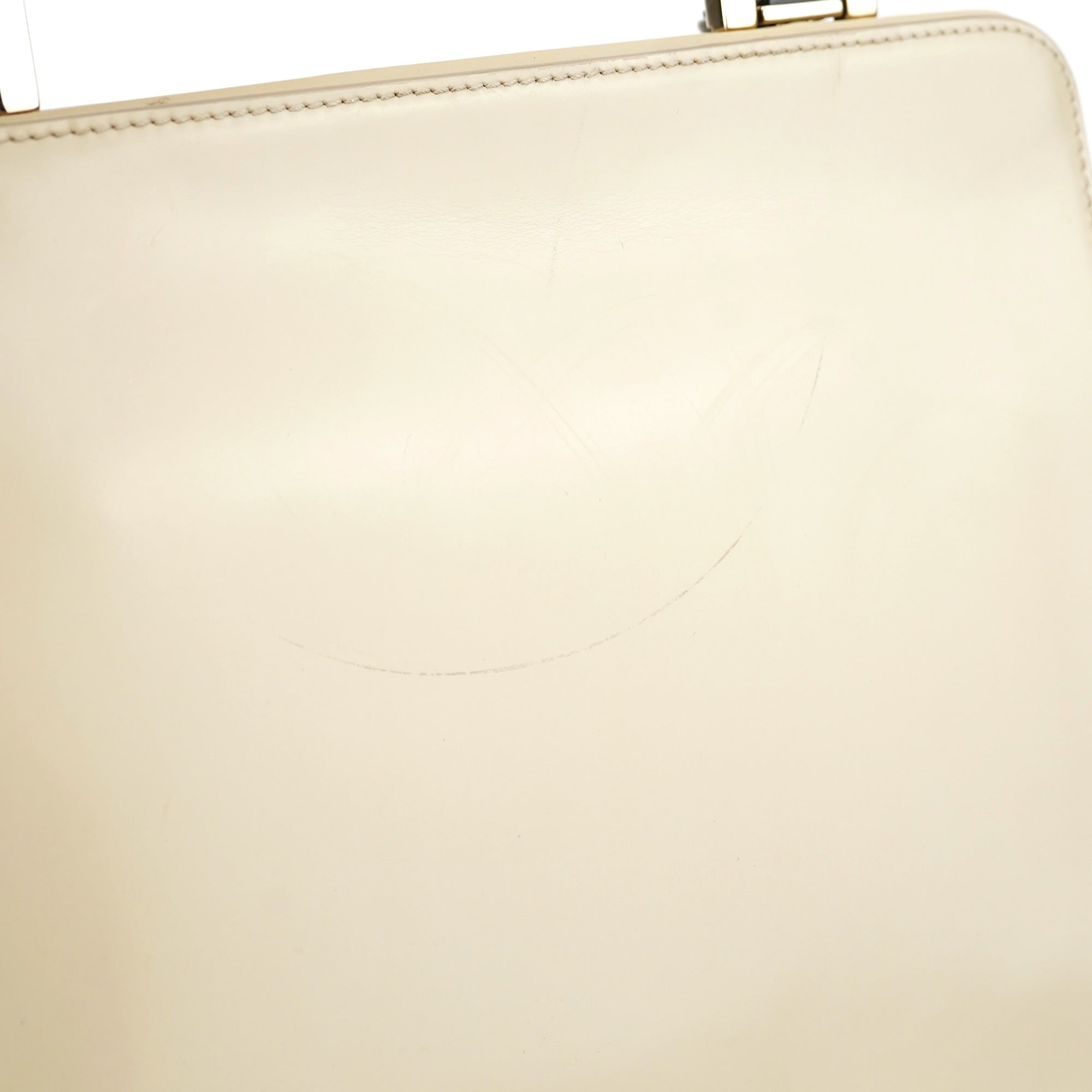 Beige Patent Leather Clutch Handbag