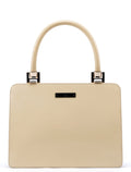 Beige Patent Leather Clutch Handbag