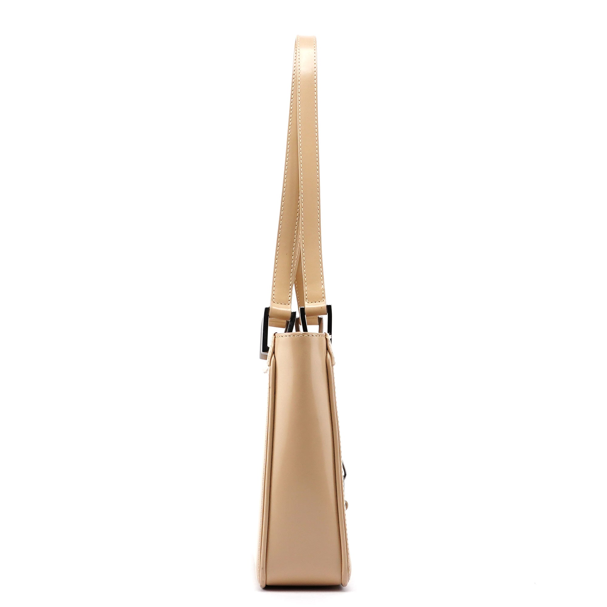 Beige Patent Leather Jackie Tote