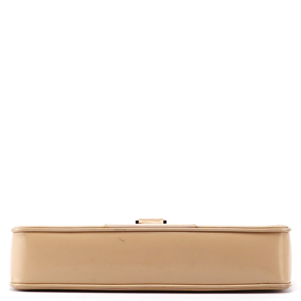 Beige Patent Leather Jackie Tote