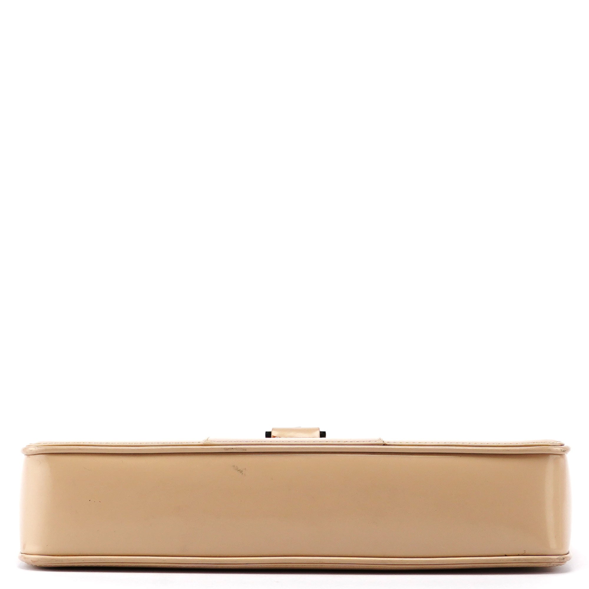 Beige Patent Leather Jackie Tote