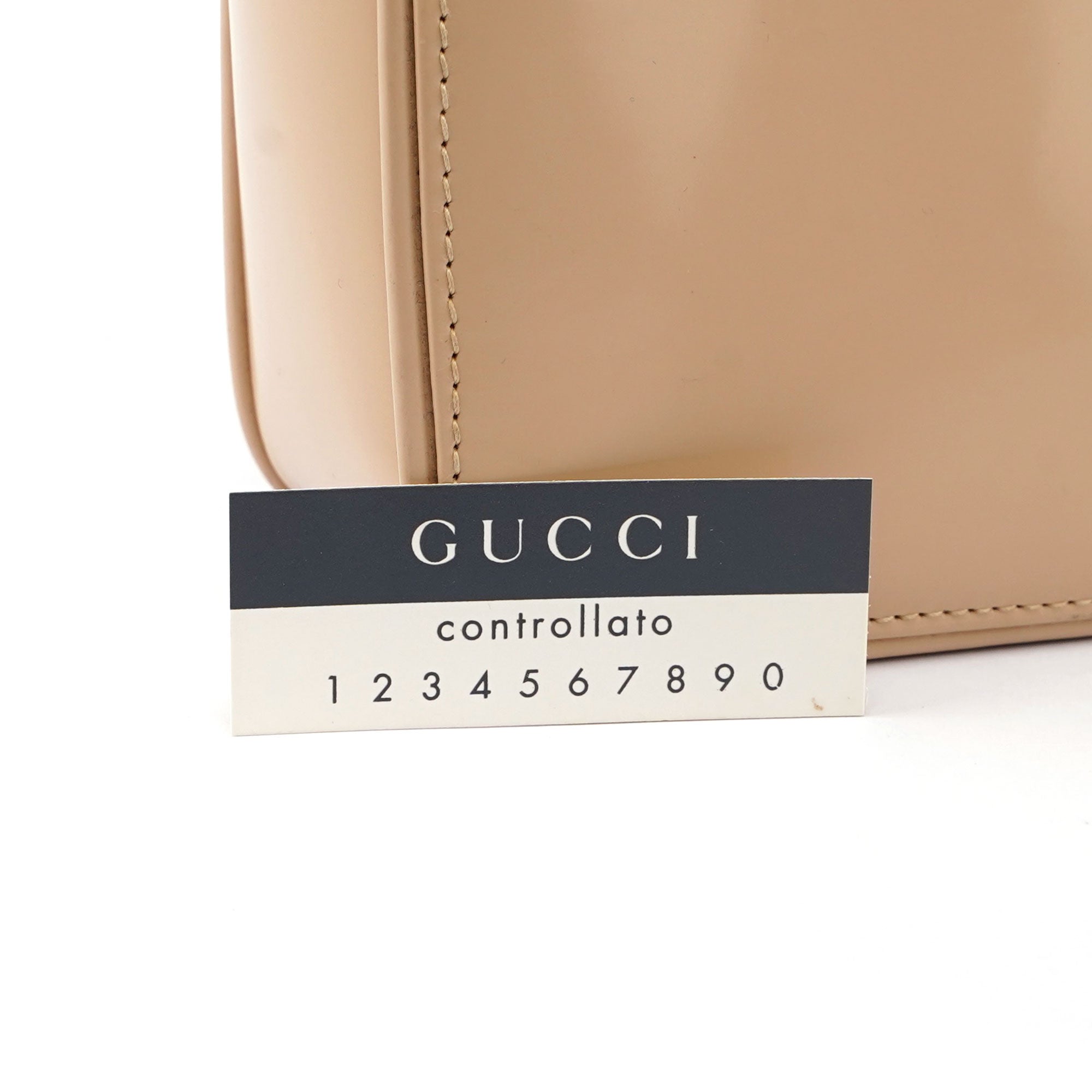 Beige Patent Leather Jackie Tote