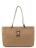 Beige Patent Leather Jackie Tote