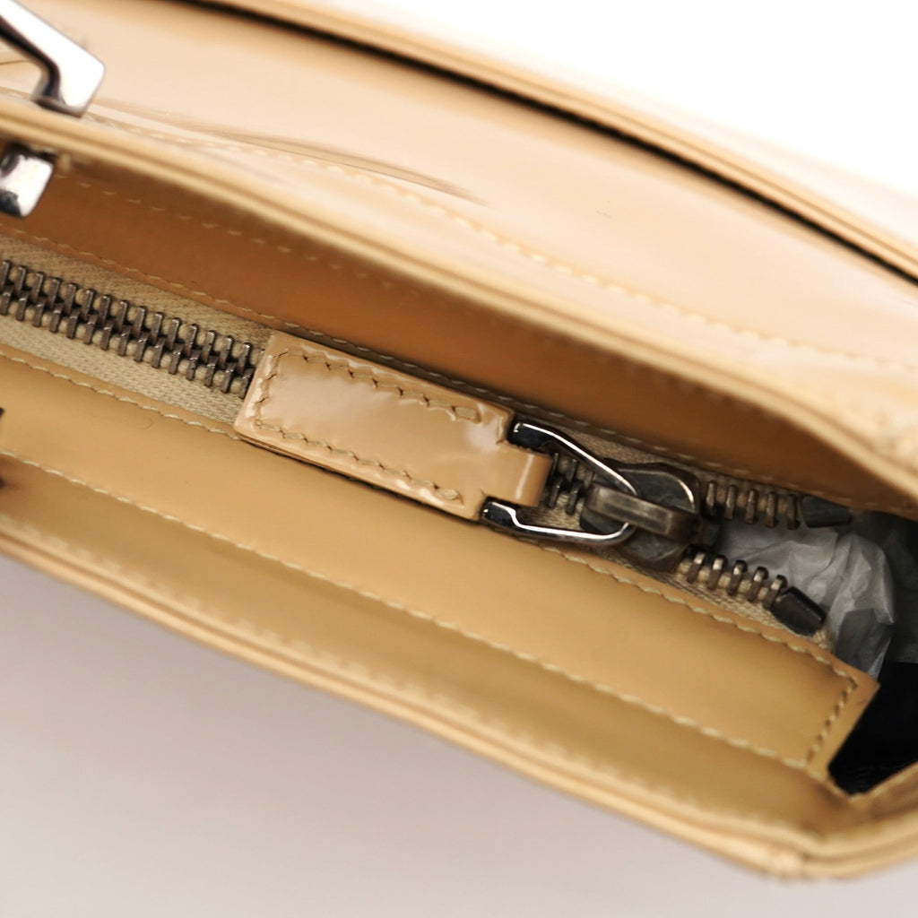Beige Patent Leather Jackie Tote