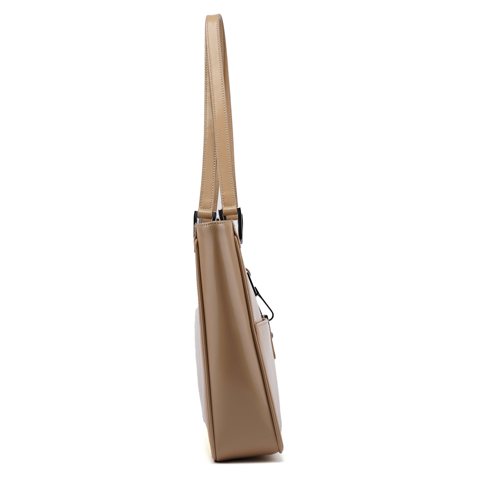 Beige Patent Leather Jackie Tote